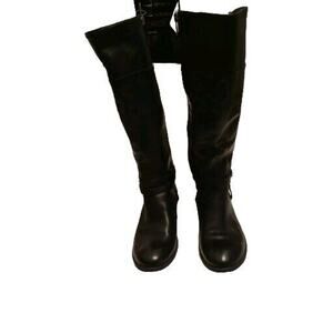 Marc Fisher Arbor Boots 7.5 Knee High Black Leather Suede Stud Buckle